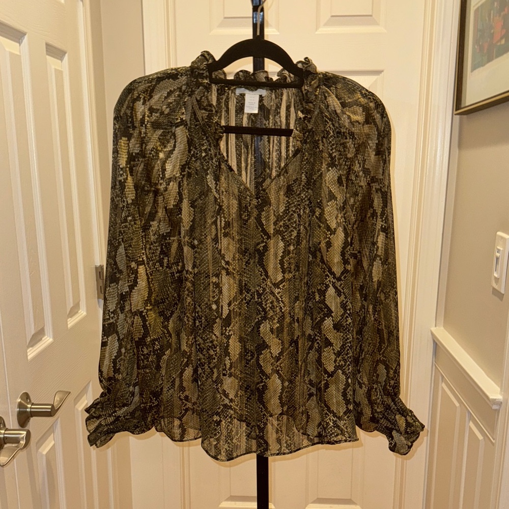 H&M Snake Print Blouse in Black and Tan